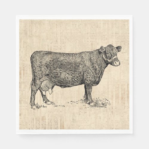 Country Cow Illustrated Art Napkins