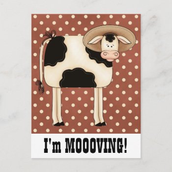 Country Cow Man Moving Change Of Address Notice Announcement Postcard by PartyHearty at Zazzle