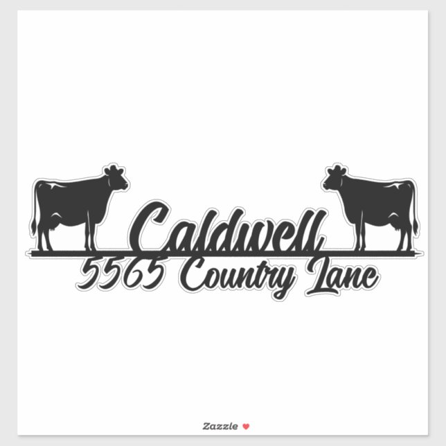 Country Cow Personalized Mailbox Address Sticker (Sheet)