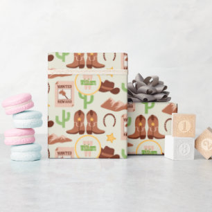 Country Cowboy Boots Stick Horse Desert Western Wrapping Paper