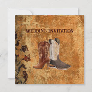 Country Cowboy Boots Western Wedding Invitation