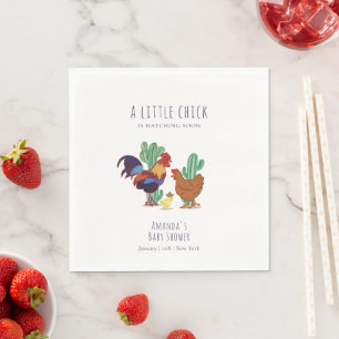 Country Cowboy Cactus Rooster Chicken Baby Shower Napkins