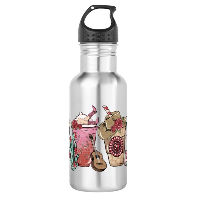 Country Cowboy Coffee Cups | Western-Themed Stainless Steel Water Bottle (Front)