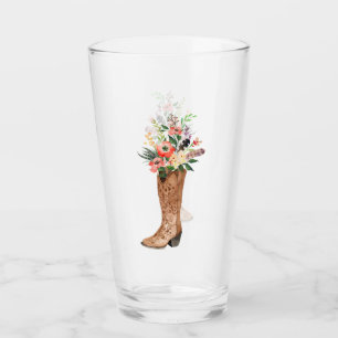 Country Cowboy Cowgirl Boot Wedding Glass
