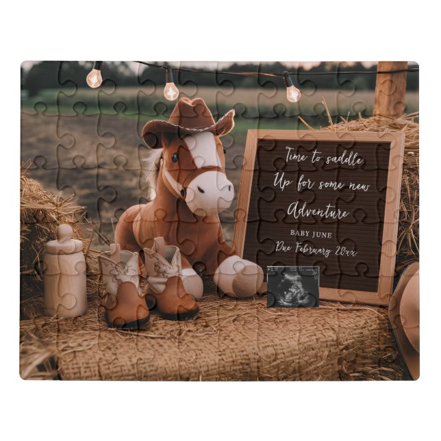 Country cowboy horse Pregnancy Announcement  Jigsaw Puzzle (Puzzle Horizontal)