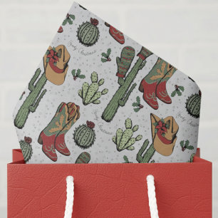Country Cowboy Howdy Christmas Gray Tissue Paper