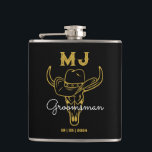 Country Cowboy Personalized Groomsmen Monogram Flask<br><div class="desc">Personalized gifts for groomsmen with old western cowboy theme. Decorated with cowboy hat with vintage western font. Text and background color are editable using the Design Tool to fit your occasion. Get this customize gift for wedding,  bachelor party,  engagement party or any other special occasions.</div>