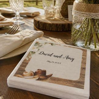 Country Cowboy Western Wedding Cocktail Napkin