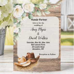 Country Cowboy Western Wedding Invitation
