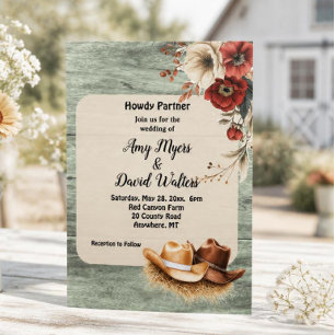 Country Cowboy Western Wedding Invitation (rust)
