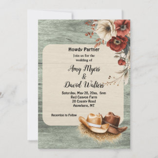 Country Cowboy Western Wedding Invitation (rust)