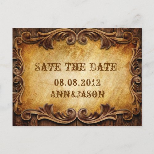 Country Cowboy Western Wedding save the date Announcement Postcard