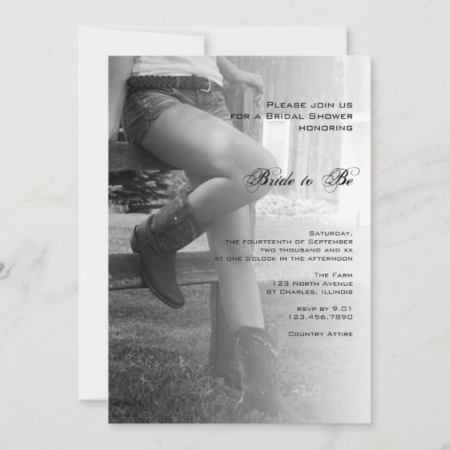 Country Cowgirl and Fence Bridal Shower Invitation (Front)