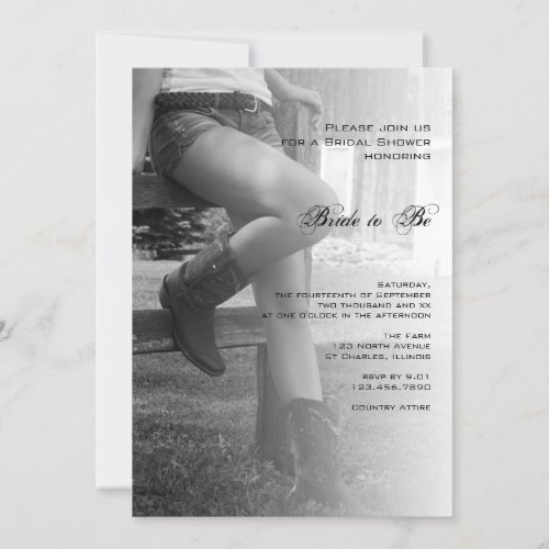 Country Cowgirl and Fence Bridal Shower Invitation