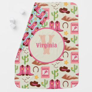 Country Cowgirl Boots Adorable Stick Horse Western Baby Blanket