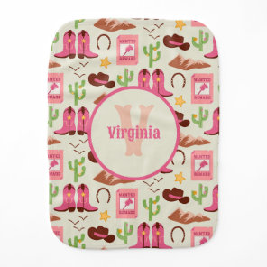 Country Cowgirl Boots Adorable Stick Horse Western Baby Burp Cloth