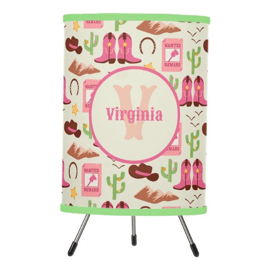 Country Cowgirl Boots Adorable Stick Horse Western Tripod Lamp (Front)