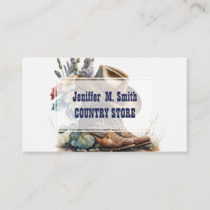 Country Cowgirl Boots Flower Hat Texas Business Card