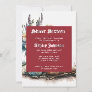 Country Cowgirl Boots Flower Hat Texas Invitation