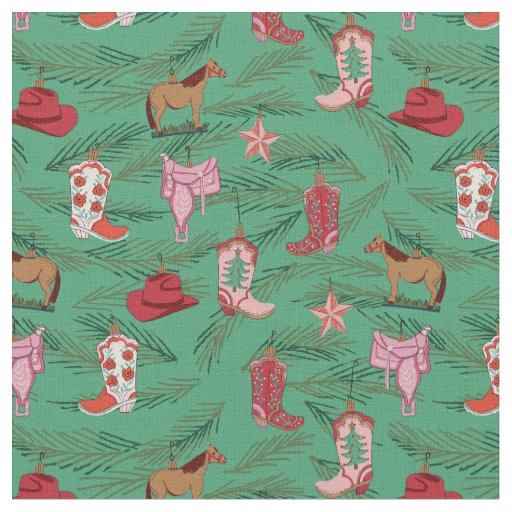 Country Cowgirl Christmas Ornaments Fabric