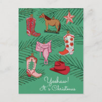 Country Cowgirl Christmas Ornaments Postcard