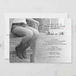 Country Cowgirl on Fence Bridal Shower Invitation