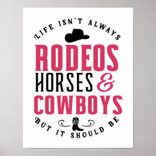 Country Cowgirl Rodeo Horse Lover Cowboy Boots Hat Poster