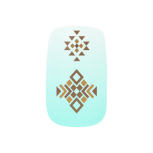 Country cowgirl western nails turquoise ombre  minx nail art