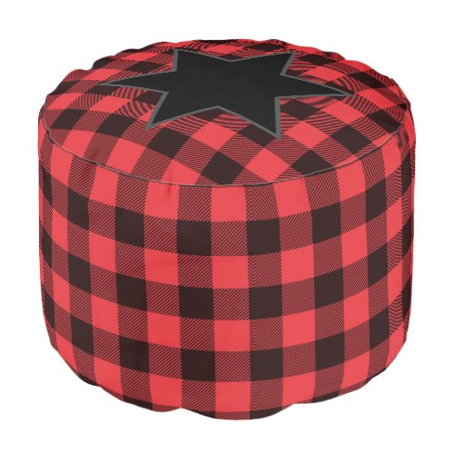 Country Cozy Red  Black Buffalo Plaid Footrest Pouf