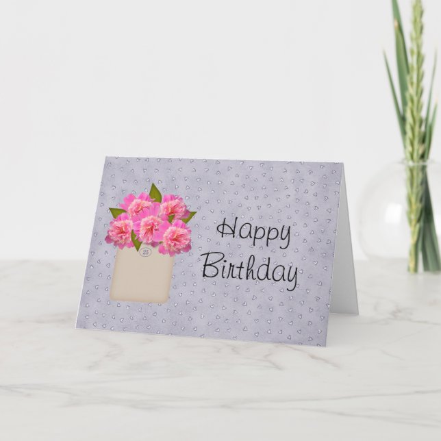Country Crock Of Peonies Birthday Card (Front)