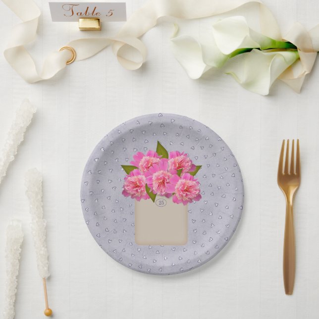Country Crock Of Peonies Plate (Wedding)
