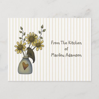 Country Crow And Sunflowers Recipe Cards by dmboyce at Zazzle