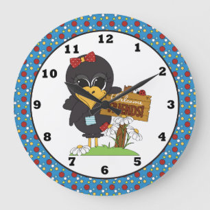 Country Crow Welcome Friends wall clock