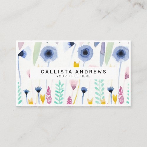 Country Cute Wildflowers Watercolor Art Business Card