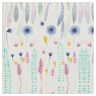 Country Cute Wildflowers Watercolor Art Fabric