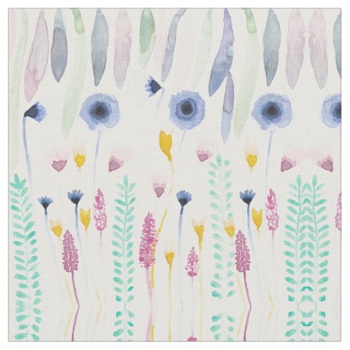 Country Cute Wildflowers Watercolor Art Fabric