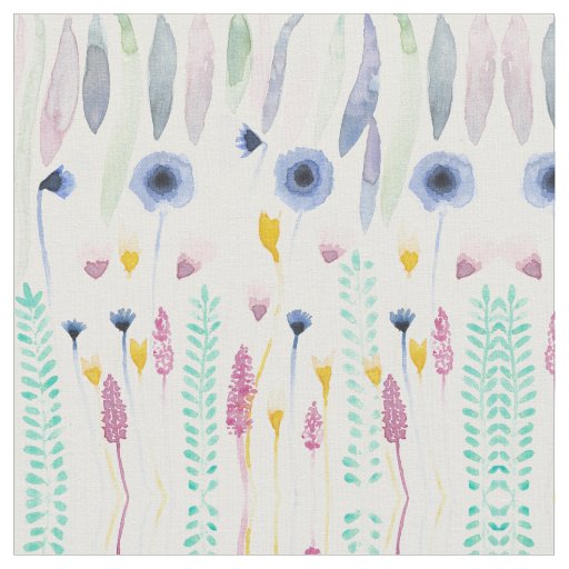 Country Cute Wildflowers Watercolor Art Fabric