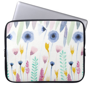 Country Cute Wildflowers Watercolor Art Laptop Sleeve