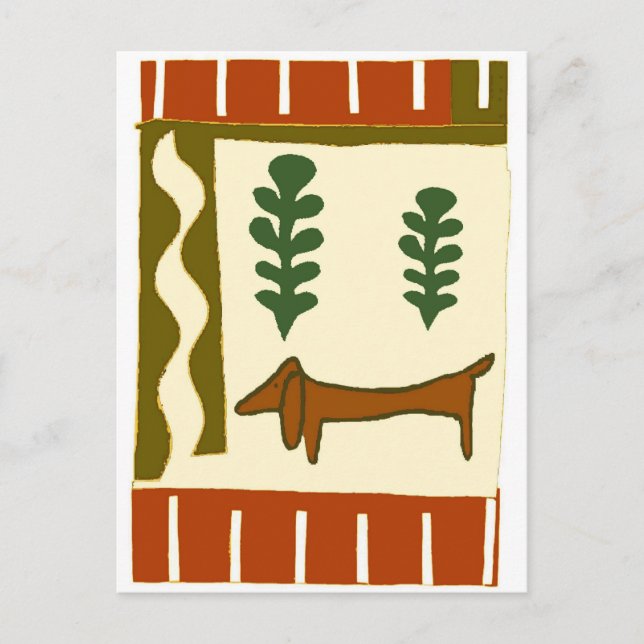 Country Dachshund Season's Greetings Holiday Postcard (Front)