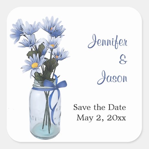 Country Daisies Mason Jar _ Save the Date Stickers