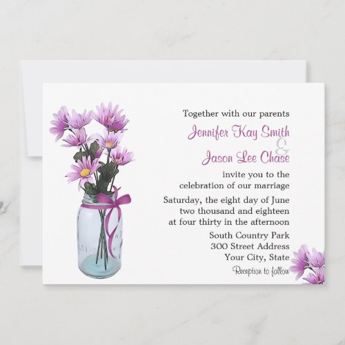 Country Daisies Mason Jar - Wedding Invitation