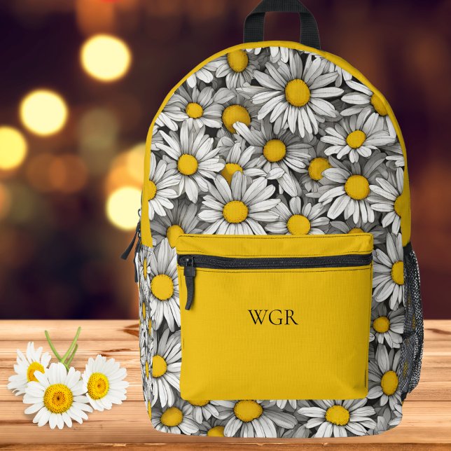Country Daisies Monogram  Printed Backpack (Creator Uploaded)