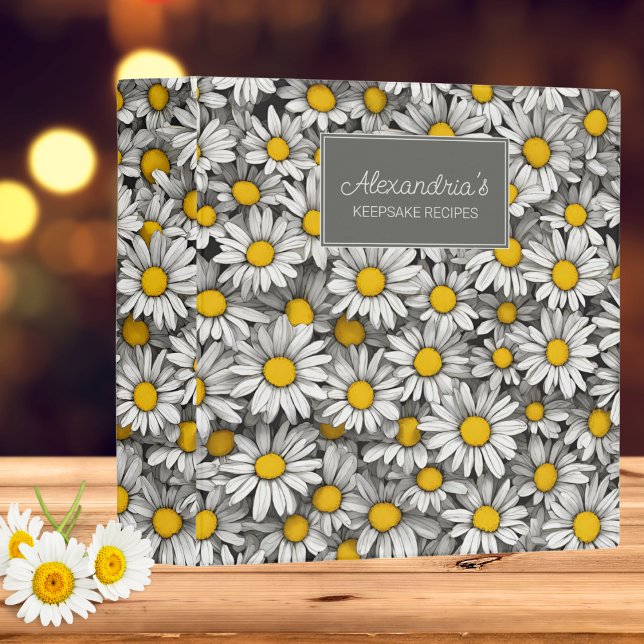 Country Daisies Monogram Recipe 3 Ring Binder (Creator Uploaded)