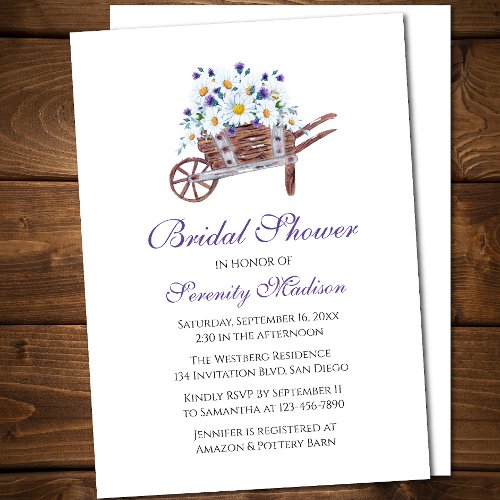 Country Daisies Watercolor Floral Bridal Shower Invitation