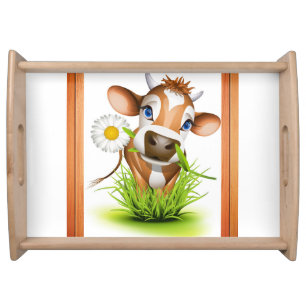 Country Daisy Cow Serving Tray