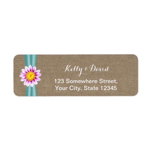 Country Daisy Flower Burlap Wedding Return Address Label