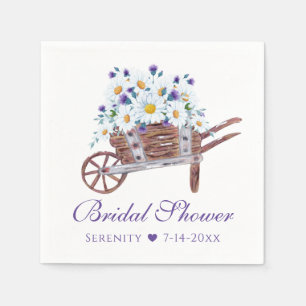 Country Daisy Watercolor Floral Bridal Shower Napkins