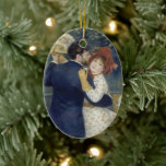 Country Dance by Pierre Renoir, Vintage Fine Art Ceramic Ornament<br><div class="desc">Country Dance (1883) by Pierre Renoir is a vintage impressionism fine art love and romance portrait painting. The woman dancer is wearing a bonnet and holding a fan while the man has dropped his hat on the floor. A happy, newlywed couple is dancing at an outdoor venue. About the artist:...</div>