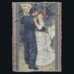 Country Dance by Pierre Renoir, Vintage Fine Art Throw Blanket<br><div class="desc">Country Dance (1883) by Pierre Renoir is a vintage impressionism fine art love and romance portrait painting. The woman dancer is wearing a bonnet and holding a fan while the man has dropped his hat on the floor. A happy, newlywed couple is dancing at an outdoor venue. About the artist:...</div>