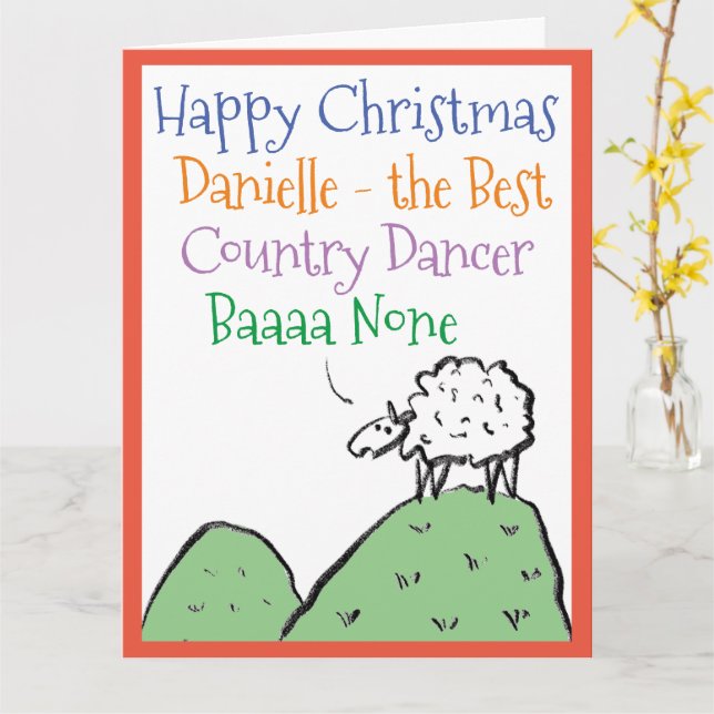 Country Dancer Happy Christmas Card (Yellow Flower)